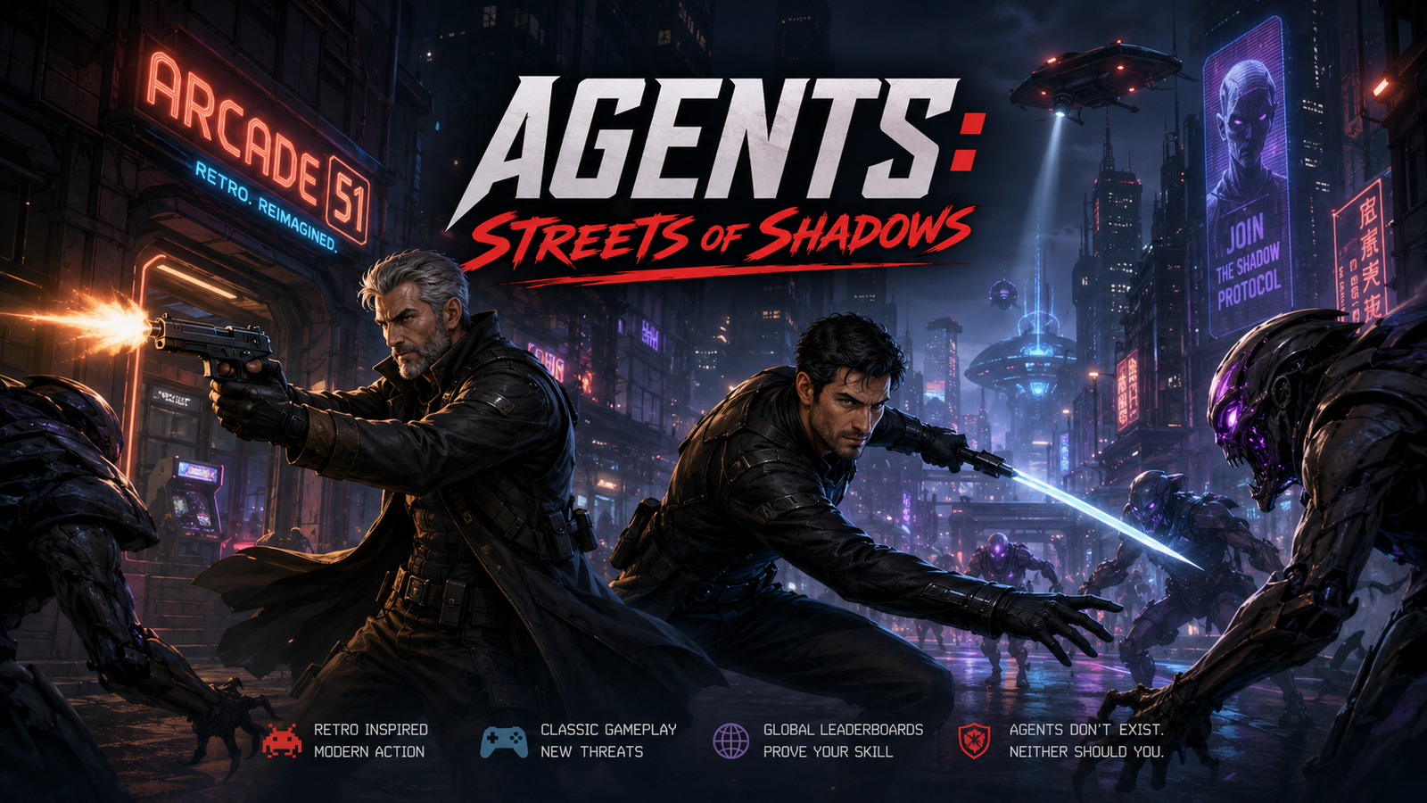 Agents: Streets of Shadows featured Arcade 51 artwork